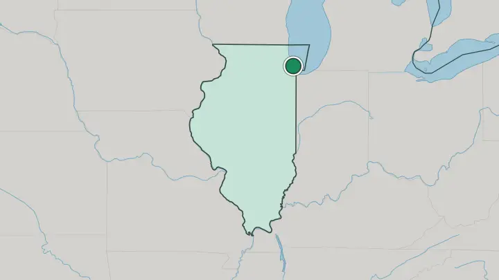 Map of Chicago in United States