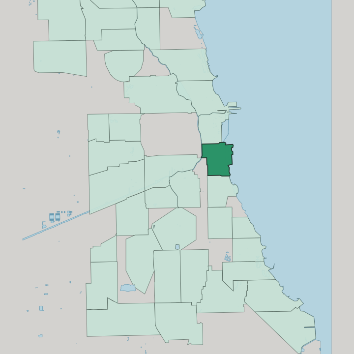 Map showing Near South Side — In Chicago