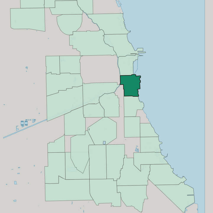 Map showing Near South Side — In Chicago
