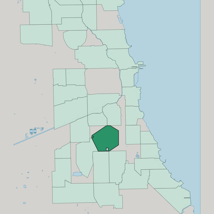 Map showing New City — In Chicago