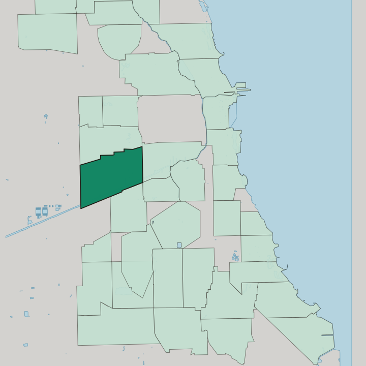 Map showing South Lawndale — In Chicago