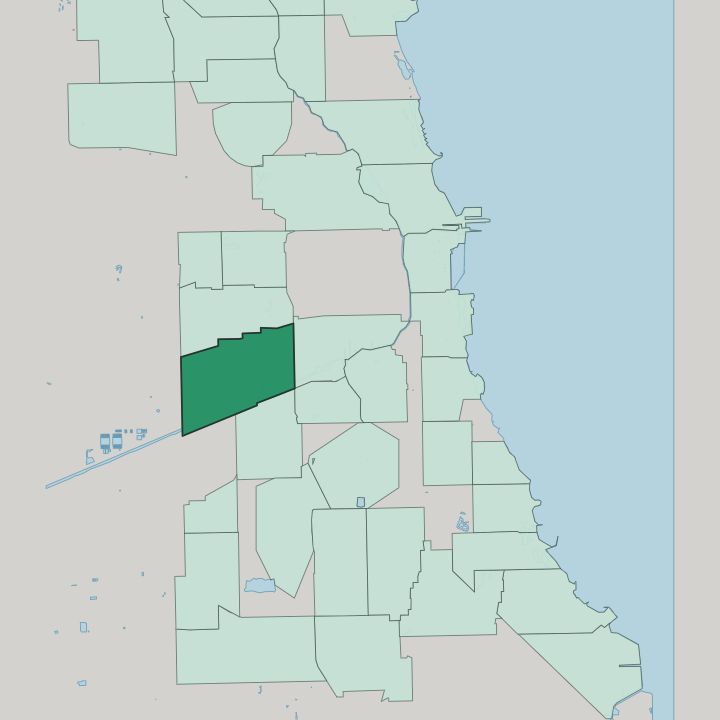 Map showing South Lawndale — In Chicago