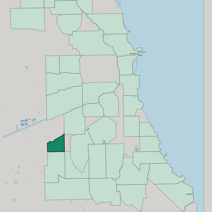 Map showing West Elsdon — In Chicago