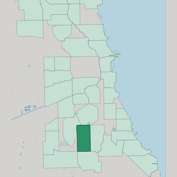 Map showing West Englewood — In Chicago