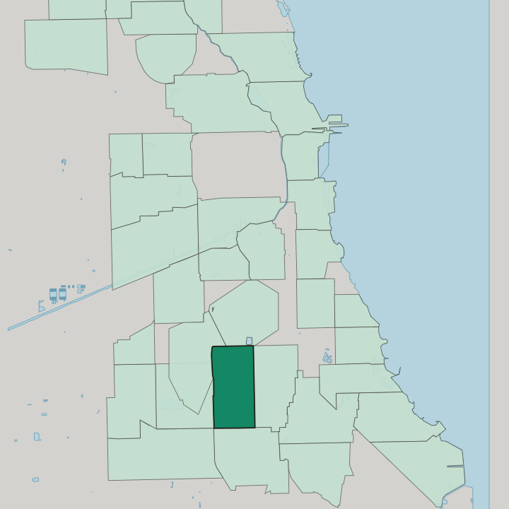 Map showing West Englewood — In Chicago
