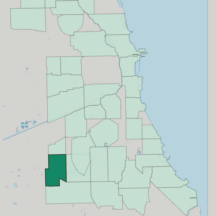 Map showing West Lawn — In Chicago