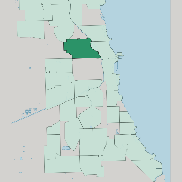 Map showing West Town — In Chicago