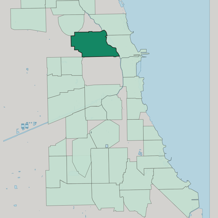 Map showing West Town — In Chicago