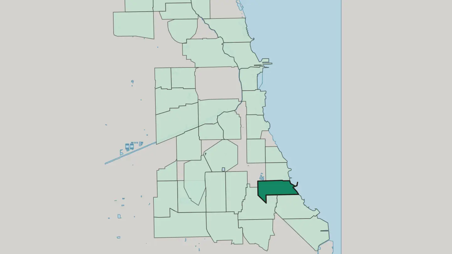 Map of Woodlawn in Chicago