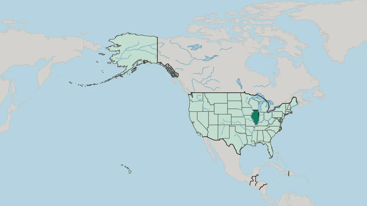 Map of Illinois in United States