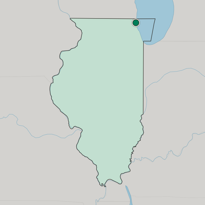 Map showing Waukegan — In Illinois