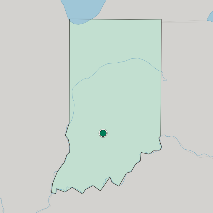 Map showing Bloomington — In Indiana