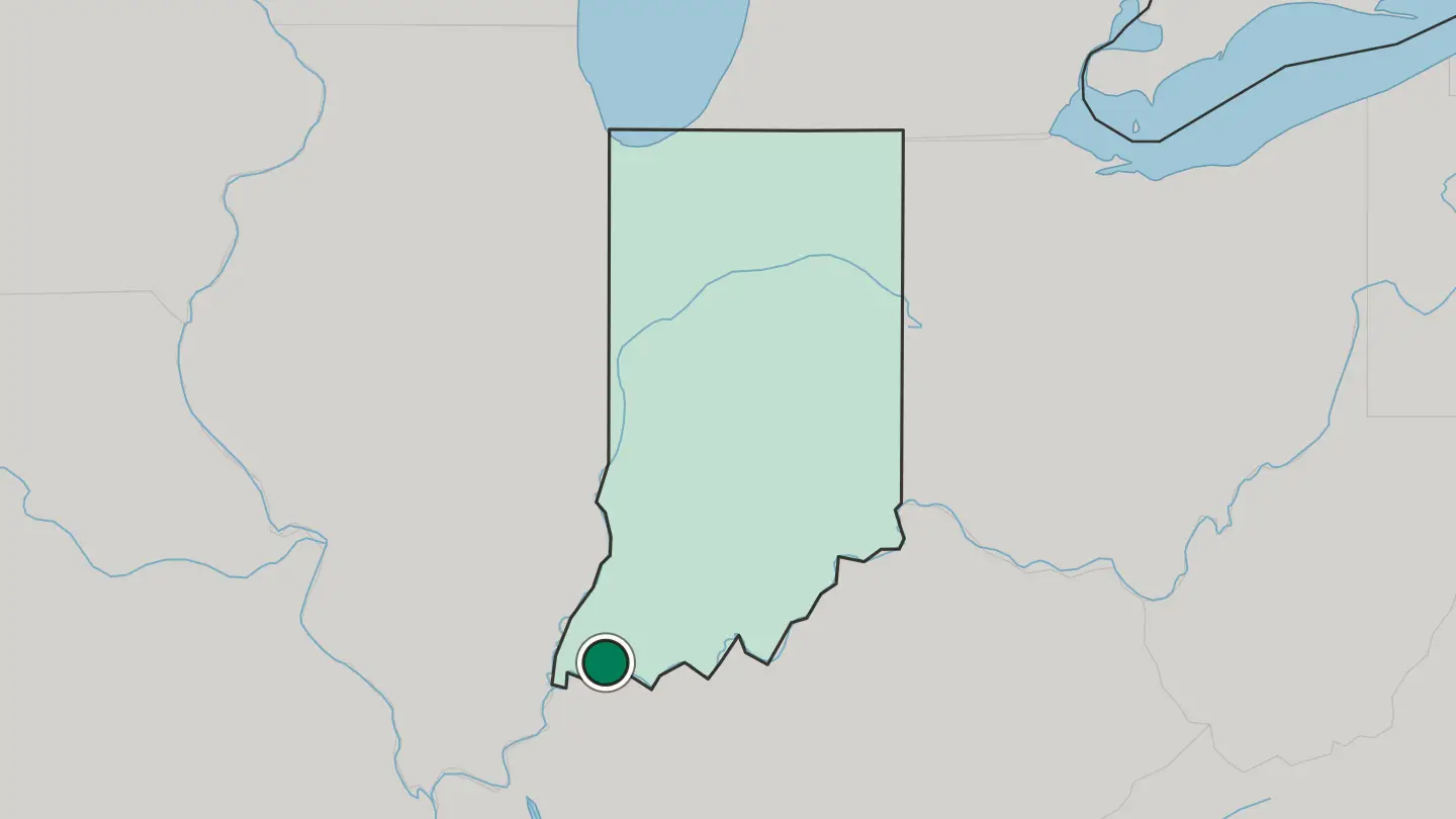 Map of Evansville in United States