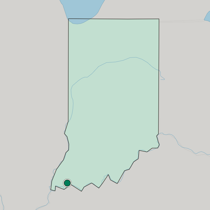 Map showing Evansville — In Indiana