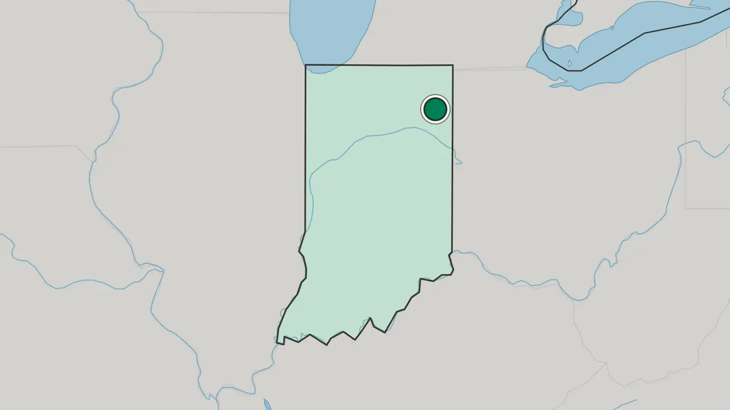 Map of Fort Wayne in United States