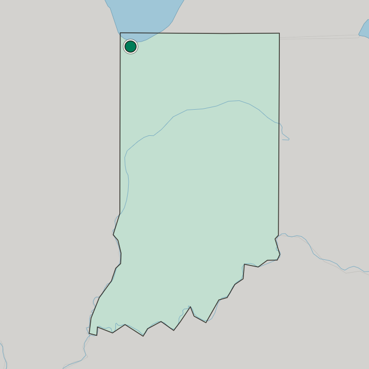Map showing Gary — In Indiana