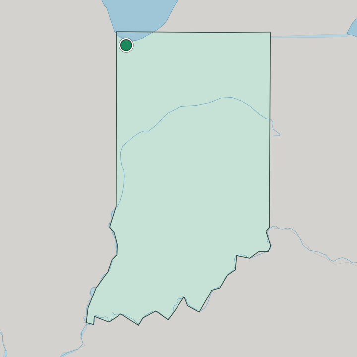 Map showing Gary — In Indiana