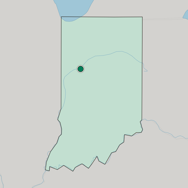 Map showing Lafayette — In Indiana