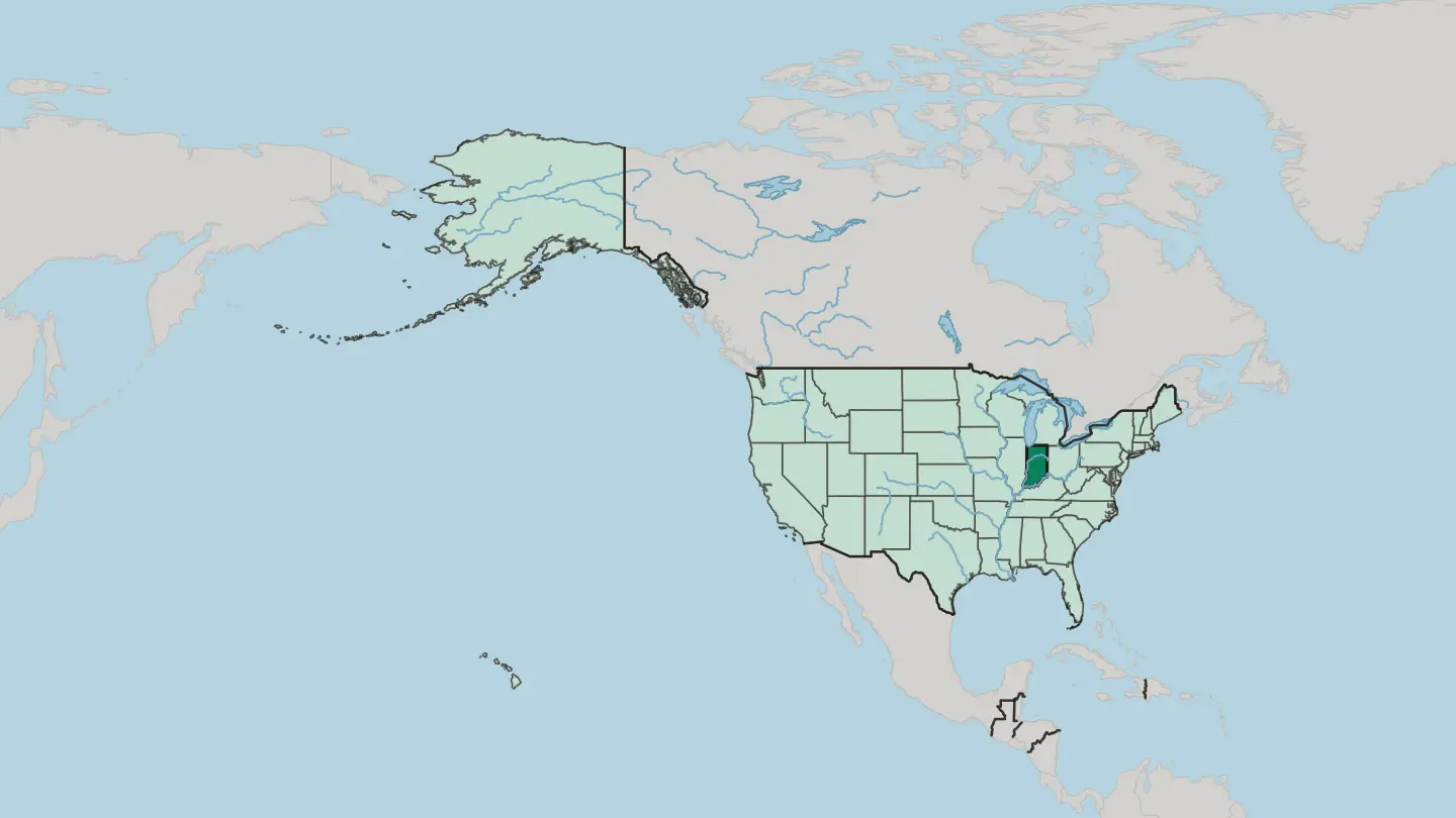Map of Indiana in United States