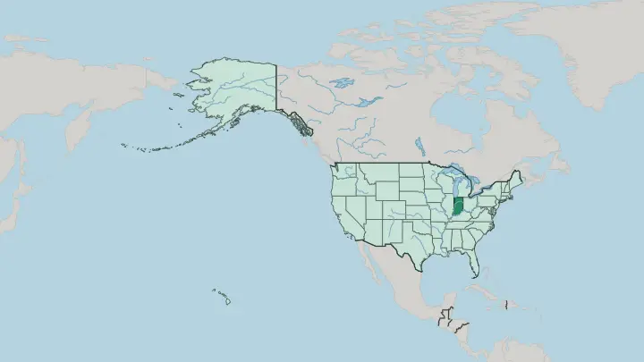 Map of Indiana in United States