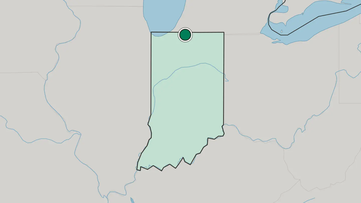 Map of South Bend in United States