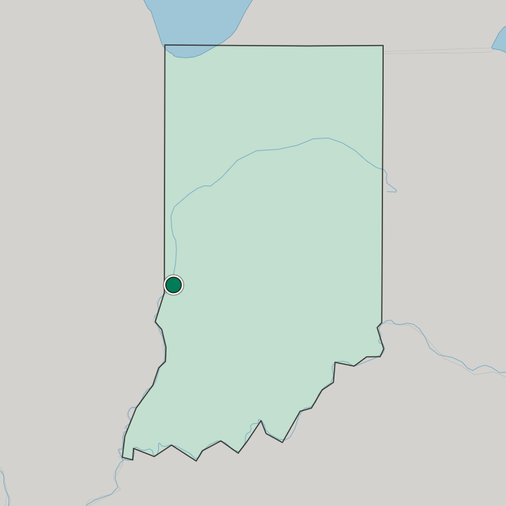 Map showing Terre Haute — In Indiana