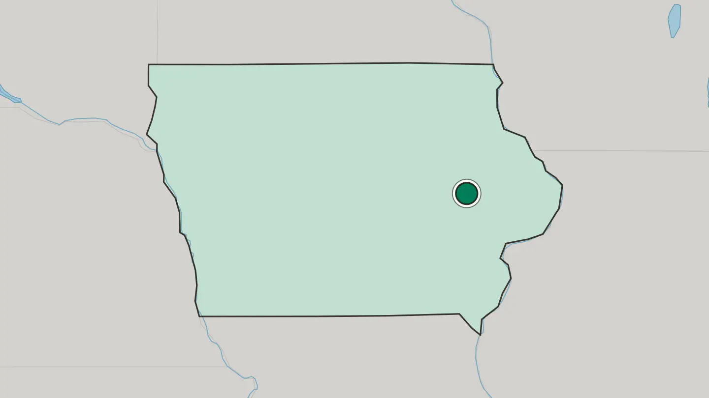 Map of Cedar Rapids in United States