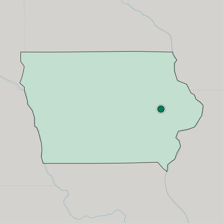 Map showing Cedar Rapids — In Iowa