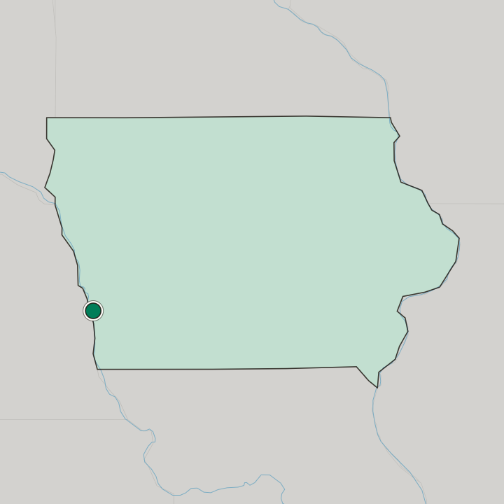 Map showing Council Bluffs — In Iowa