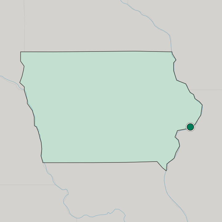 Map showing Davenport — In Iowa