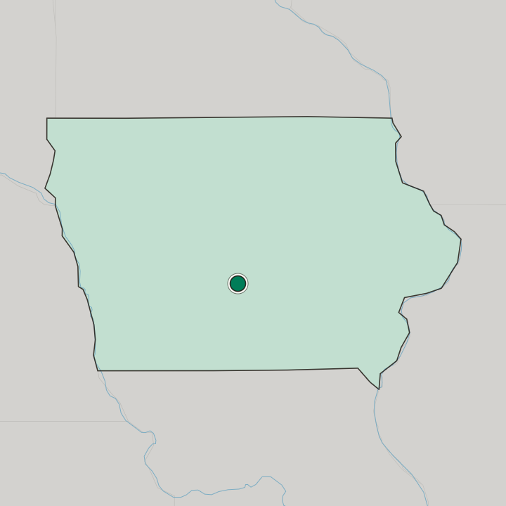 Map showing Des Moines — In Iowa