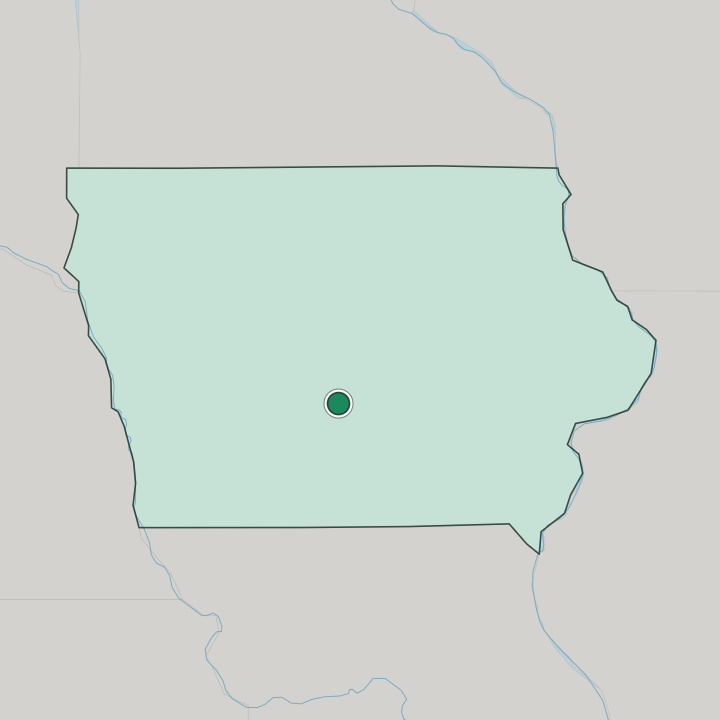 Map showing Des Moines — In Iowa