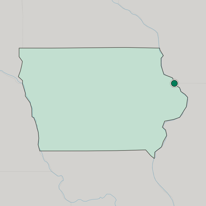 Map showing Dubuque — In Iowa
