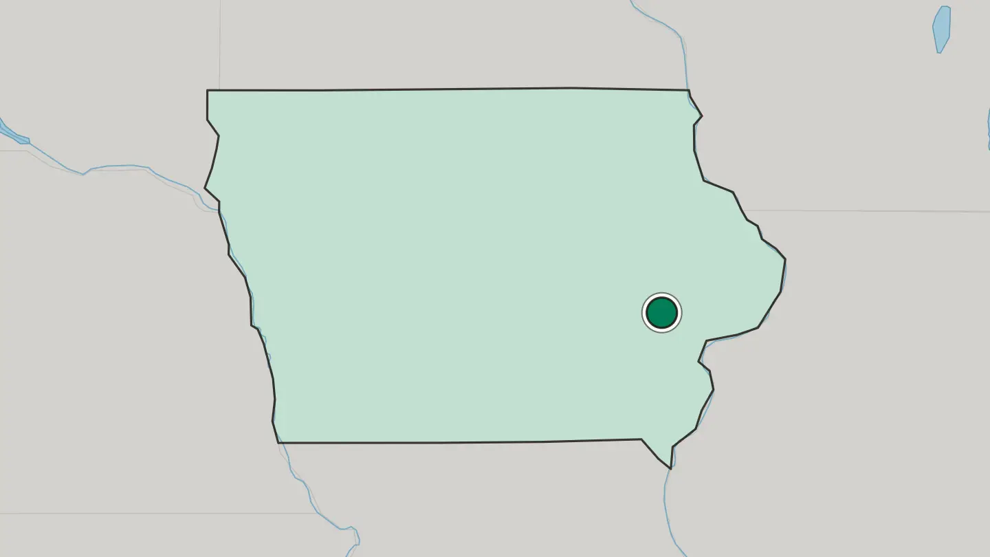 Map of Iowa City in United States