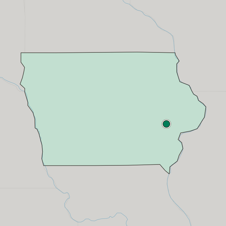 Map showing Iowa City — In Iowa