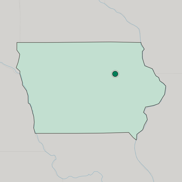 Map showing Waterloo — In Iowa