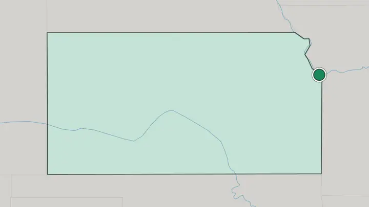Map of Kansas City in United States