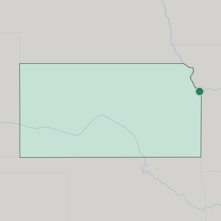 Map showing Kansas City — In Kansas