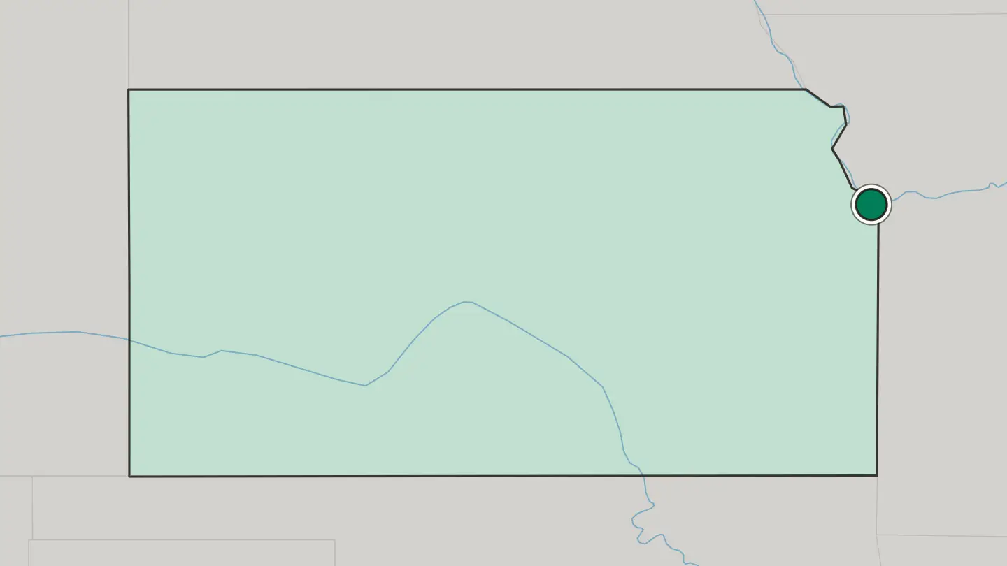 Map of Kansas City in United States