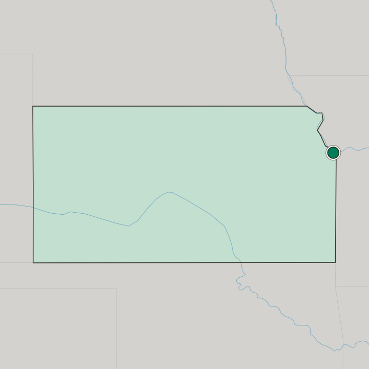 Map showing Kansas City — In Kansas