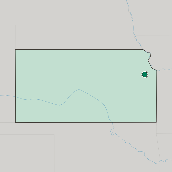 Map showing Lawrence — In Kansas