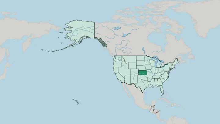 Map of Kansas in United States