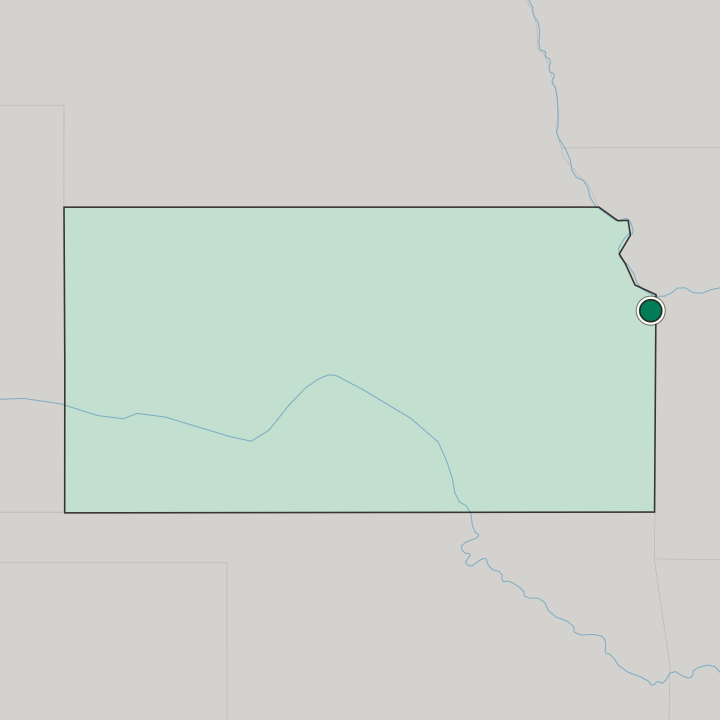 Map showing Overland Park — In Kansas