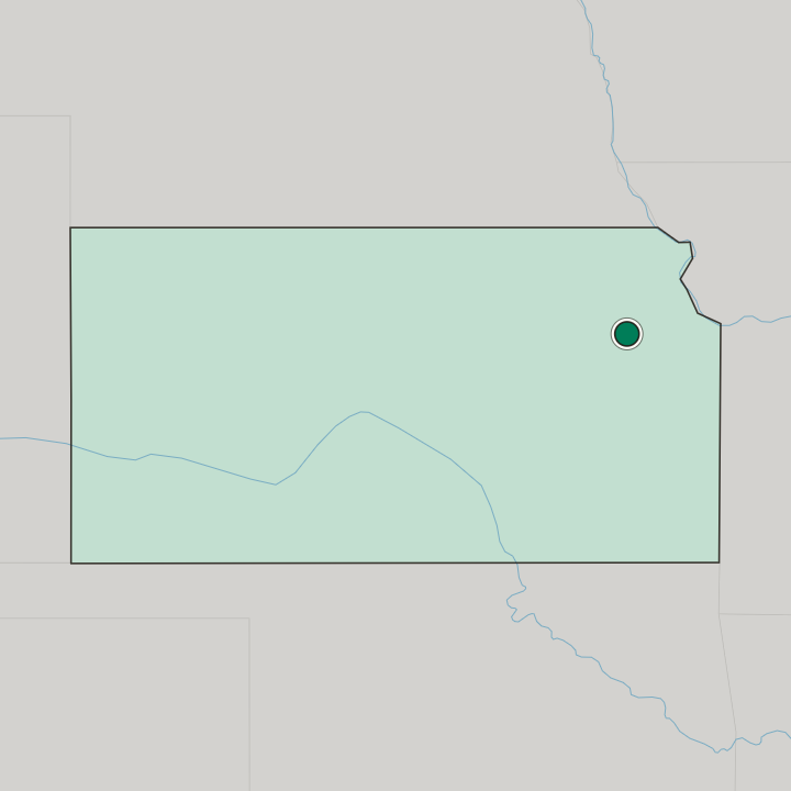 Map showing Topeka — In Kansas
