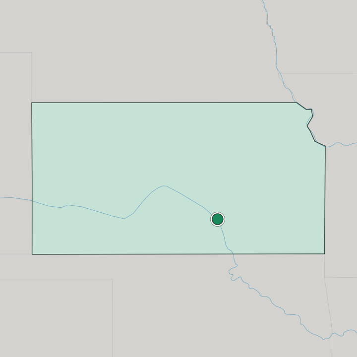 Map showing Wichita — In Kansas