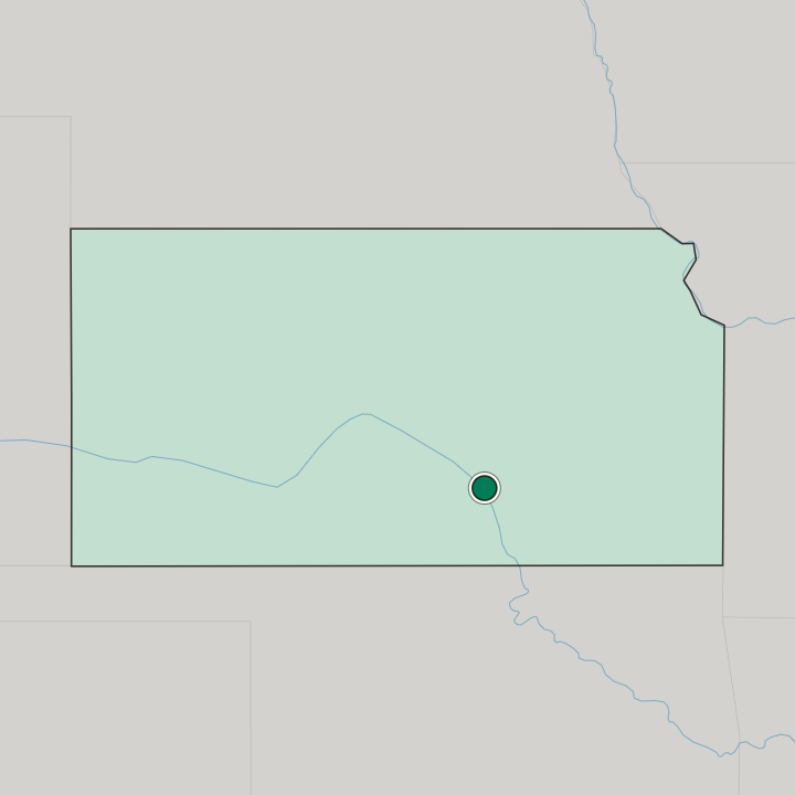Map showing Wichita — In Kansas
