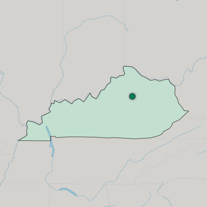Map showing Lexington — In Kentucky