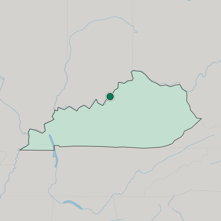 Map showing Louisville — In Kentucky