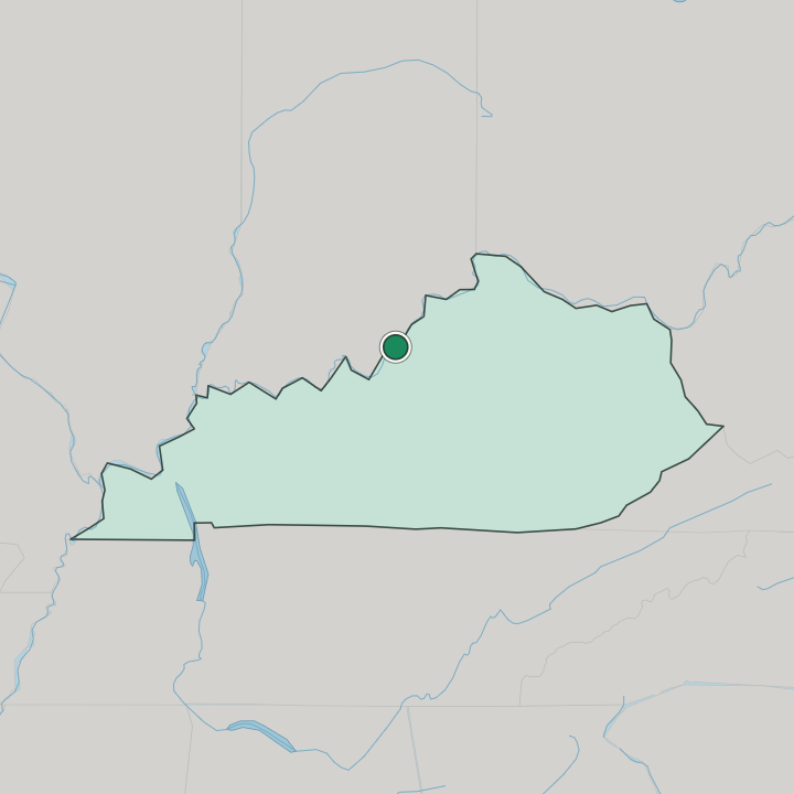 Map showing Louisville — In Kentucky