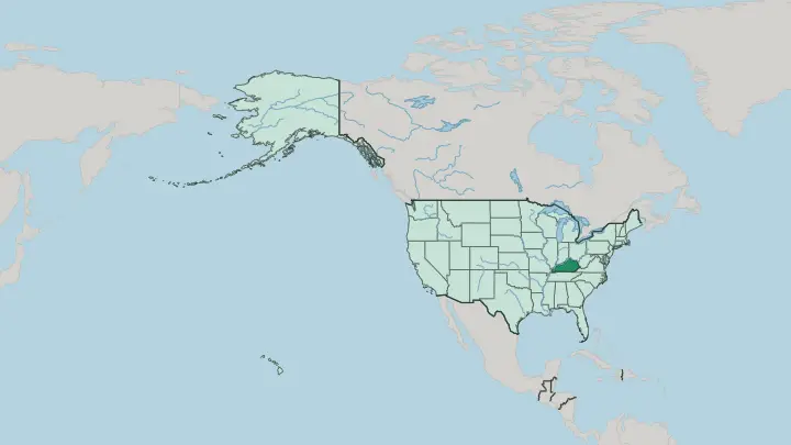 Map of Kentucky in United States